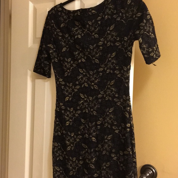 Forever 21 body con gold embroidered black dress - Picture 9 of 10